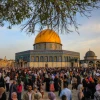 Muslims attend the morning Eid al-Fitr prayer, marking the end of the holy fasting month of Ramadan, at the Al Aqsa Mosque compound in Jerusalem's Old City, on May 2, 2022. Photo by Jamal Awad/Flash90.