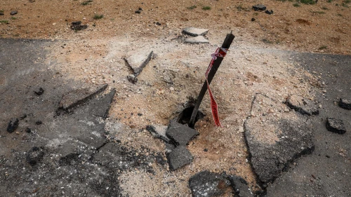 A open area near Meron, northern Israel, where a rocket fired from Lebanon hit, May 2, 2024. Photo by David Cohen/Flash90.