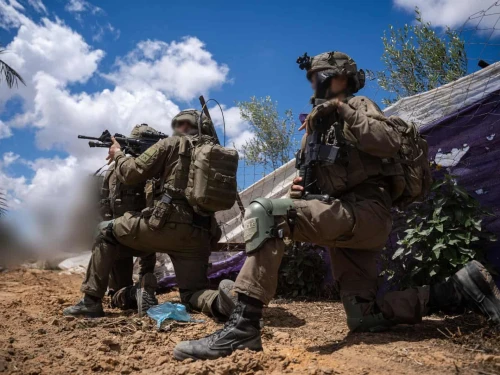 Israeli forces operating in Gaza in an IDF photo published on April 21, 2025.