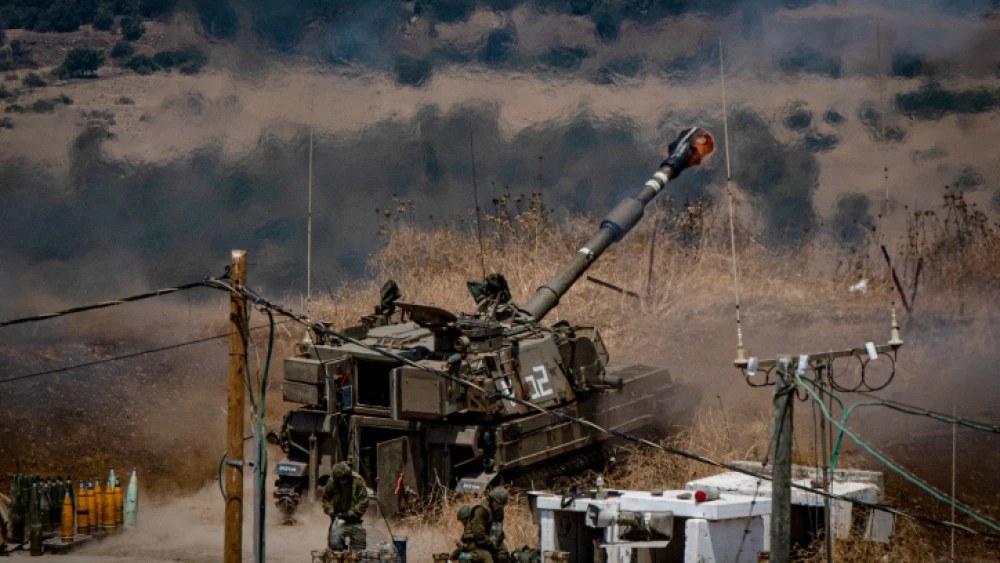 Members of the Israel Defense Forces Artillery Corps fire into Lebanon, near the Israeli border, on Aug. 6, 2021. Photo by Basel Awidat/Flash90.