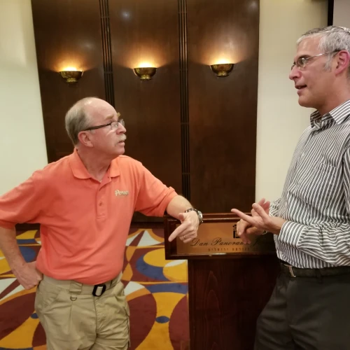 Rev. Dave McGarrah (left) of Idaho and Harold Berman of Israel are the co-hosts of "The Teacher and the Preacher" radio show heard by 100,000 listeners in markets across the U.S. Credit: Micah Davenport.