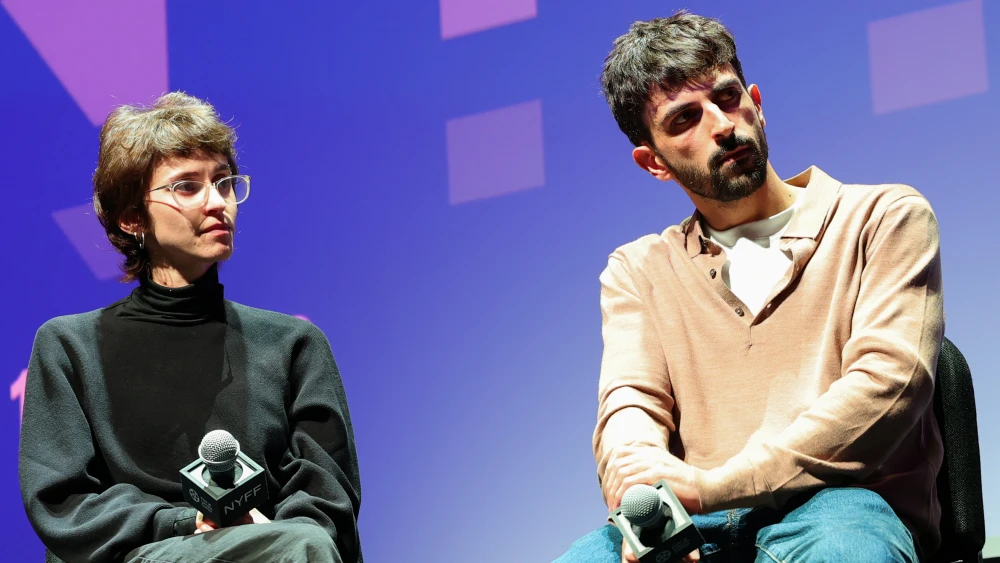 Filmmakers Rachel Szor and Yuval Abraham speak onstage at the premiere of their film “NAZA” at the 64th New York Film Festival on Sept. 26, 2026. Photo by Dimitrios Kambouris/Getty Images for FLC.