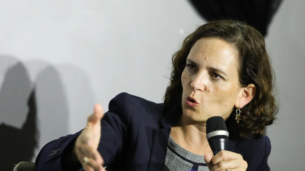 Knesset member and mayoral candidate Rachel Azaria speaks during a cultural event at the First Station Compound in Jerusalem on July 25, 2018. Photo by Noam Revkin Fenton/Flash90.