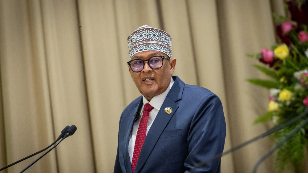 Israeli President Isaac Herzog meets with Somaliland President Abdirahman Abdullahi Mohamed during a ceremony at the President’s Residence in Jerusalem, June 14, 2026. Photo by Chaim Goldberg/Flash90.