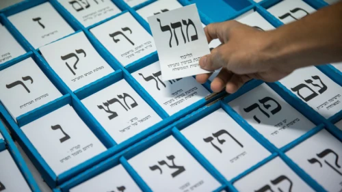 A Likud ballot at a polling station in Jerusalem, March 23, 2021. Photo by Yonatan Sindel/Flash90.