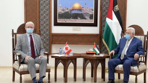 Canadian Foreign Minister Marc Garneau with Palestinian Authority leader Mahmoud Abbas in Ramallah, July 5, 2021. Source: Twitter.