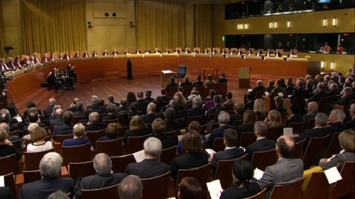 A hearing inside the European Court of Justice. Source: European Court of Justice via Twitter.