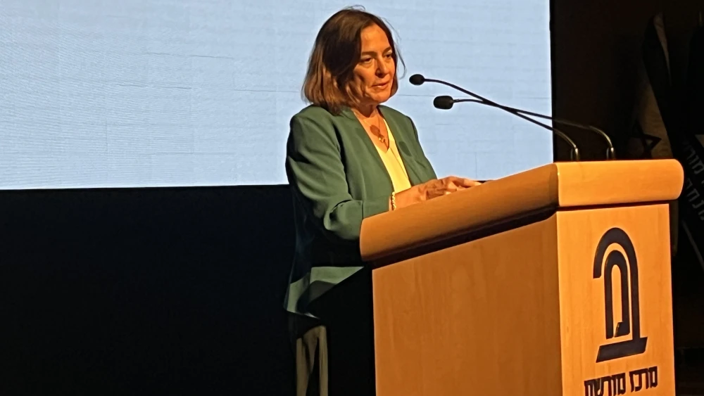 Israeli Prime Minister Benjamin Netanyahu’s international affairs adviser Caroline Glick addresses the Pulse of Israel conference at the Menachem Begin Heritage Center in Jerusalem on July 7, 2026. Photo by Josh Hasten.