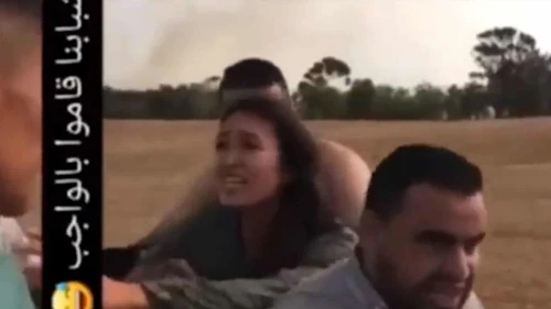 Noa Argamani being taken into captivity, Oct. 7, 2023. Source: Screenshot.