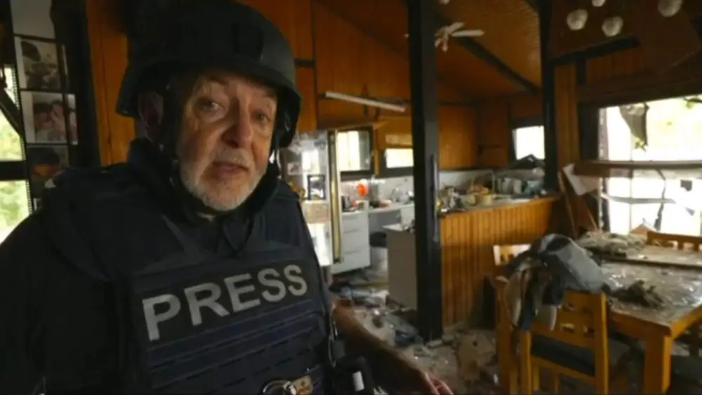 Jeremy Bowen tours the home of the Horenstein family in Netiv HaAsara in Israel in early October 2023. Photo: Screen capture/BBC.