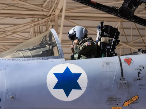 An Israeli Air Force F-15 fighter jet at the Tel Nof Base, near Rehovot, Jan. 1, 2024. Photo by Moshe Shai/Flash90.