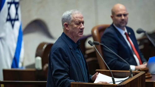 MK Benny Gantz attends a debate at the Knesset in Jerusalem, Jan. 5, 2026. Photo by Yonatan Sindel/Flash90.