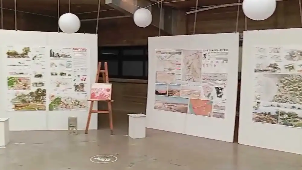 The “One City and Two Nations" exhibit on display at the Technion's Faculty of Architecture and Town Planning, June 2024. Credit: Im TIrtzu.