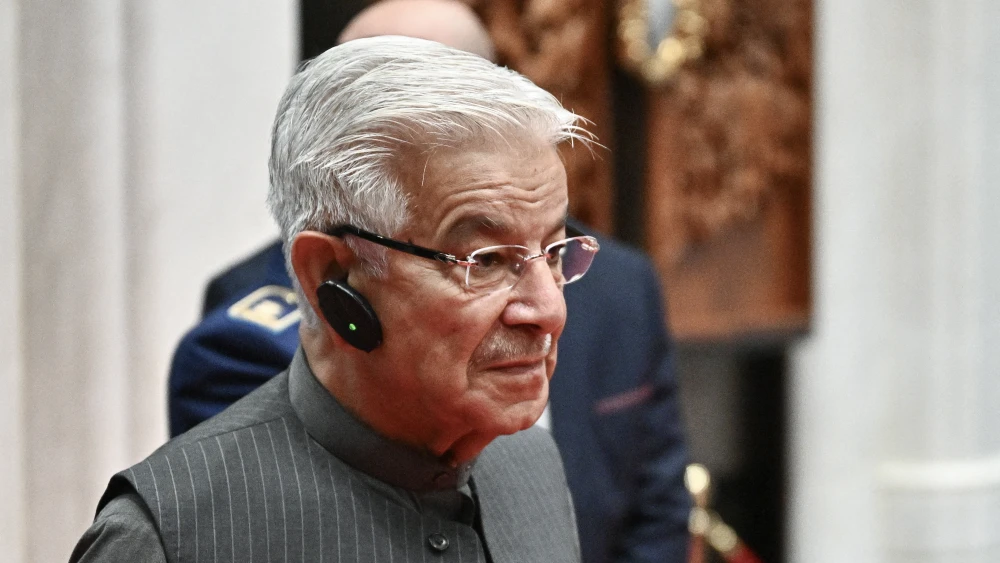 Pakistani Defense Minister Khawaja Asif attends the defense ministers' meeting of the Shanghai Cooperation Organization in Qingdao, in eastern China's Shandong province, June 26, 2025. Photo by Pedro Pardo/AFP via Getty Images.