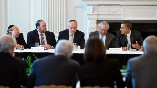 U.S. President Barack Obama meets with leaders of the Conference of Presidents of Major American Jewish Organizations in the State Dining Room of the White House on March 1, 2011. Credit: Official White House Photo by Pete Souza.