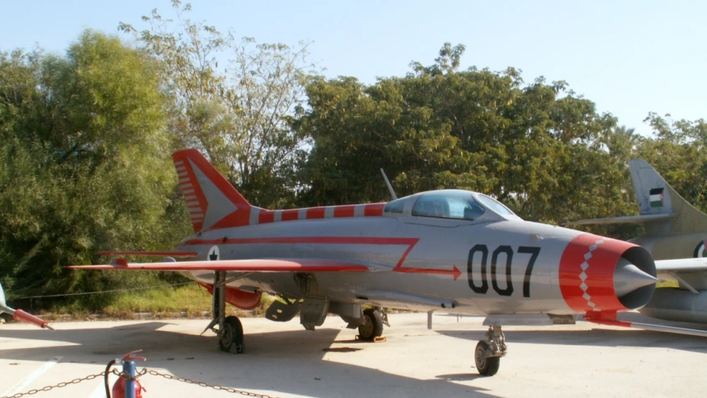 Munir Redfa’s former Iraqi MiG-21, the subject of Israel’s 1966 “Operation Diamond,” on display at the Israeli Air Force Museum in Hatzerim. Credit: Oren Rozen/Wikimedia Commons.