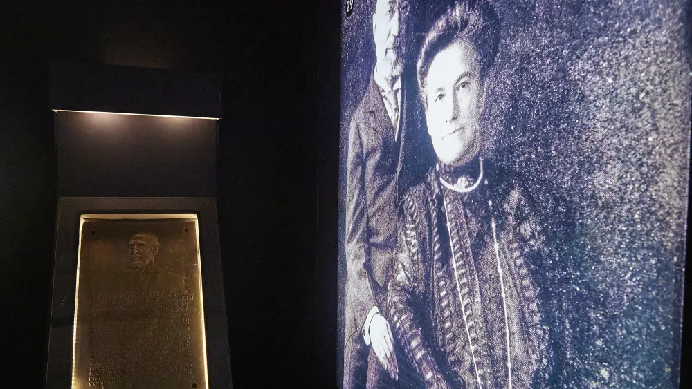 Isador and Ida Straus and a monument to him. The couple chose to die together. Photo by Perry Bindelglass.