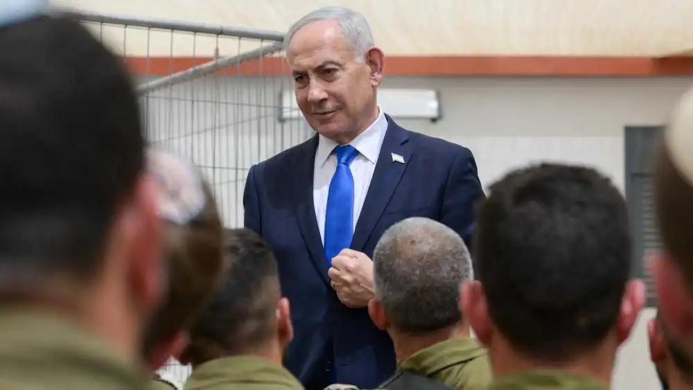 Israeli Prime Minister Benjamin Netanyahu speaks to reservist IDF officers on June 18, 2026. Maayan Toaf/GPO.