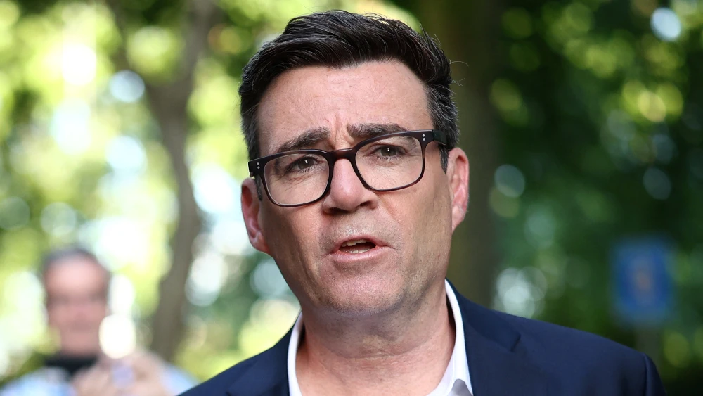 Labour MP and challenger for leader of the Labour party, Andy Burnham, reacts as he leaves from Millbank studios in Westminster, central London, on July 2, 2026. Photo by Toby Shepheard/AFP via Getty Images.
