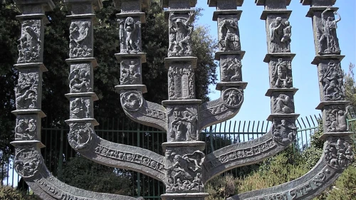 The Knesset menorah in Jerusalem. Credit: Wikimedia Commons.