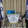 Israeli President Reuven Rivlin (right) and SpaceIL president Morris Kahn at an introduction of the Israeli spacecraft "Beresheet" at the President's Residence in Jerusalem on Feb. 17, 2018. Photo by Noam Revkin Fenton/Flash90.