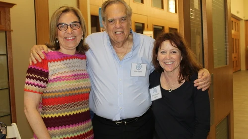 Left to right: Lillian Pinkus, President of AIPAC, Ken Glaser, Chair of Temple Shalom's Israel Connection Committee, Anita Weinstein Warner, Administrative Assistant to Ken Glaser. Credit: Temple Shalom.
