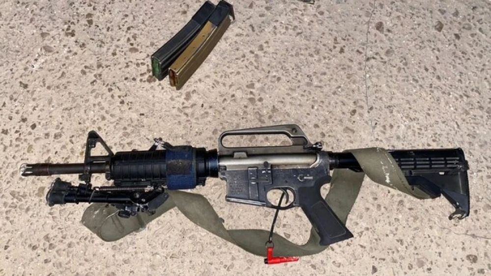 An M-16 rifle used by Palestinian Islamic Jihad terrorists in a drive-by shooting in Samaria against Israeli troops, Jan. 15, 2023. Credit: Israel Defense Forces.