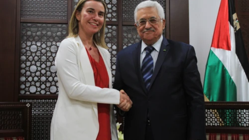Palestinian Authority leader Mahmoud Abbas meets European Union foreign-policy chief Federica Mogherini in Ramallah on Nov. 8, 2014. Photo by Flash90.