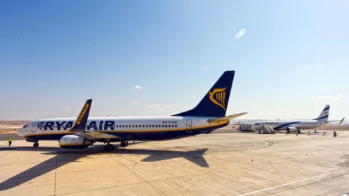 A Ryanair airliner arrives in Eilat, Nov. 9, 2015. Credit: Flash90.