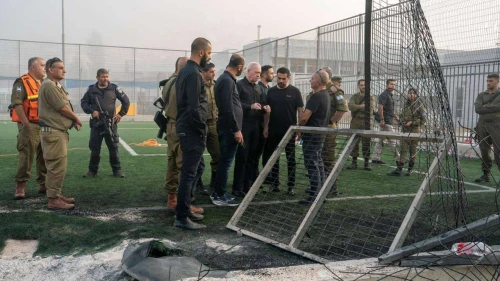 Israeli Defense Minister Yoav Gallant visits the scene of a deadly Hezbollah rocket attack in Majdal Shams, Israel, July 28, 2024. Photo by Ariel Hermoni/Defense Ministry.