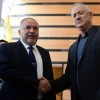 Blue and White Party head Benny Gantz and Yisrael Beiteinu leader Avigdor Lieberman hold a joint statement after a meeting in Ramat Gan on March 9, 2020. Photo by Tomer Neuberg/Flash90.