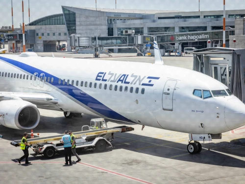 An EL AL flight at Ben Gurion International Airport, May 13, 2025. Photo by Nati Shohat/Flash90.