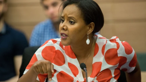 Knesset member Pnina Tamano-Shata reacts during a joint Knesset and Constitution Committee meeting at the Knesset, on July 10, 2018. Photo by Yonatan Sindel/Flash90.