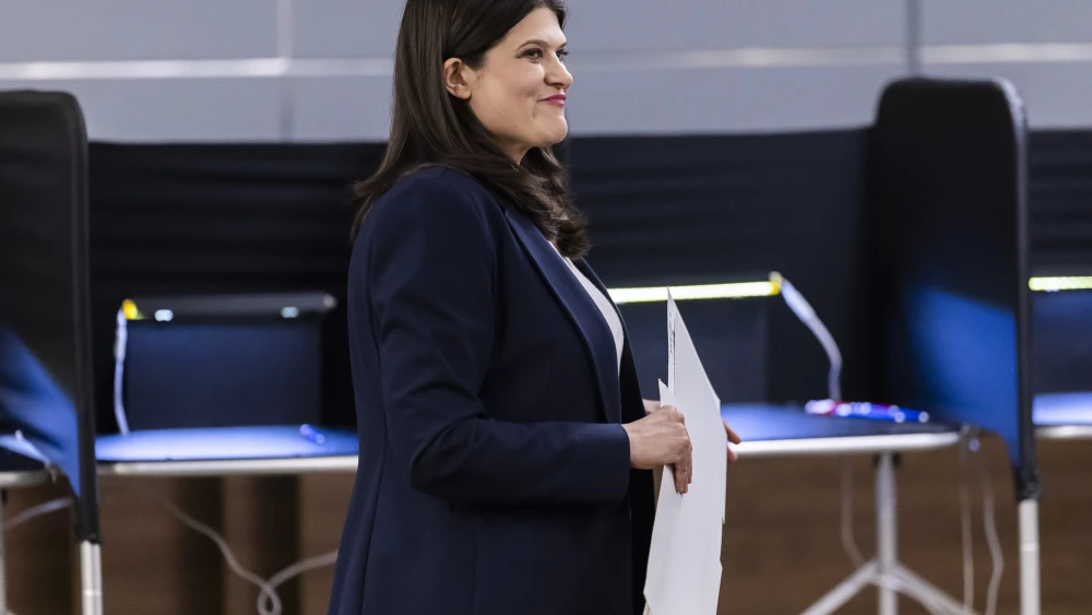 Rep. Haley Stevens (D-Mich.), candidate for Michigan's open U.S. Senate seat, casts her ballot at Baldwin Public Library in Birmingham, Michigan on August 04, 2026. Photo by Finn Gomez/Getty Images.