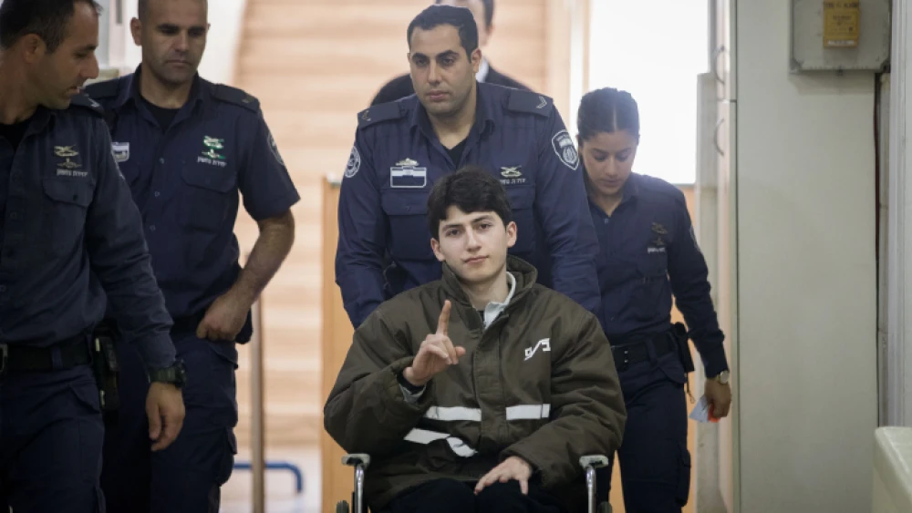 Ayman Kurd at the Jerusalem District Court on Feb. 13, 2018. Kurd seriously wounded two police officers near Herod's Gate in the Old City of Jerusalem on Sept. 19, 2016. Photo by Yonatan Sindel/Flash90.