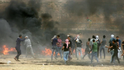 Palestinians stage another weekly Friday demonstration as part of the "March of Return" near the Gaza-Israel border on May 4, 2018. Photo by Abed Rahim Khatib/Flash90.