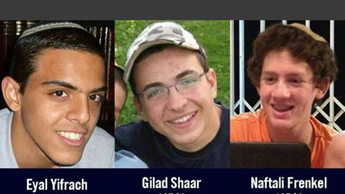 Eyal Yifrach (19), Gilad Shaer (16) and Naftali Frenkel (16), who were abducted and murdered by Hamas terrorists on June 12, 2014. Credit: Wikimedia Commons.