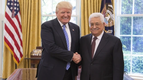 U.S. President Donald Trump and Palestinian Authority leader Mahmoud Abbas in the Oval Office of the White House in Washington, D.C., on May 3, 2017. Credit: Official White House Photo by Shealah Craighead.