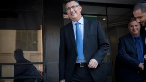 Gideon Sa'arleaving Likud Party headquarters in Tel Aviv on Dec. 18, 2019. Photo by Miriam Alster/Flash90.