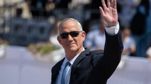 Then-Minister of Defense Benny Gantz at the welcoming ceremony for U.S. President Joe Biden in Tel Aviv, July 13, 2022. Photo by Sraya Diamant/Flash90.