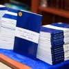 Copies of "The Israel Bible," a creation of Rabbi Tuly Weisz's Israel365 organization. Credit: Israel365.