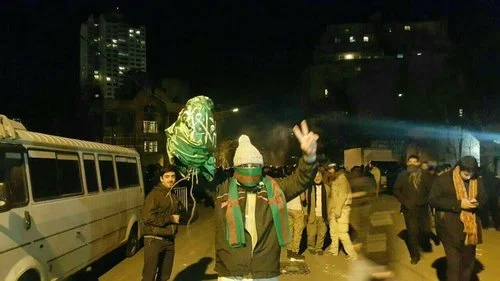 Protesters bring down the Saudi flag at the Arab nation's embassy in Tehran, Iran, on Jan. 2, 2018. Credit: Sobhan Hassanvand via Twitter.