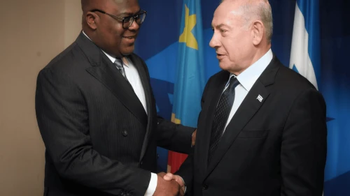 Congolese President Félix Tshisekedi and Israeli Prime Minister Benjamin Netanyahu meet in New York, Sept. 21, 2023. Photo by Avi Ohayon/GPO.