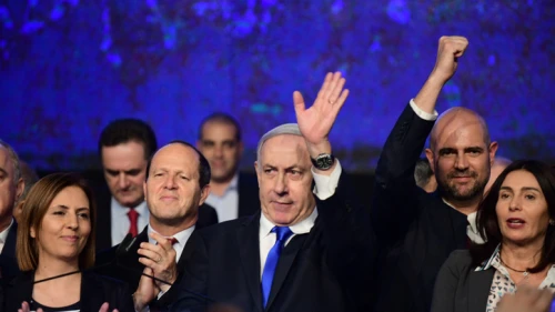 Israeli Prime Minister Benjamin Netanyahu speaks at a Likud Party rally in Tel Aviv, on Nov. 17, 2019. Photo by Tomer Neuberg/Flash90.