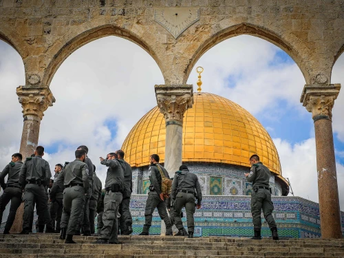Israel Border Police officers visit the Temple Mount in Jerusalem, March 7, 2024. Photo by Jamal Awad/Flash90.