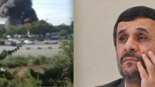 Click photo to download. Caption: According to JNS.org columnist Jonathan Tobin, the "true face of Iran" was revealed on the bloodstained pavement of Burgas, Bulgaria, where a terrorist bombing (pictured at left) took the lives of five Israeli tourists and a local bus driver. The face of Iran can also be seen as President Mahmoud Ahmadinejad (pictured at right), whose Holocaust denial is well known. Credit: Wikimedia Commons/YouTube.