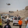 Rescue forces near the scene where young Israelis were swept in the flooding of the Tzafit Stream near the Dead Sea on April 26, 2018. Heavy rainfall caused flooding across the desert, causing many streams to overflow. Photo by Hadas Parush/Flash90.