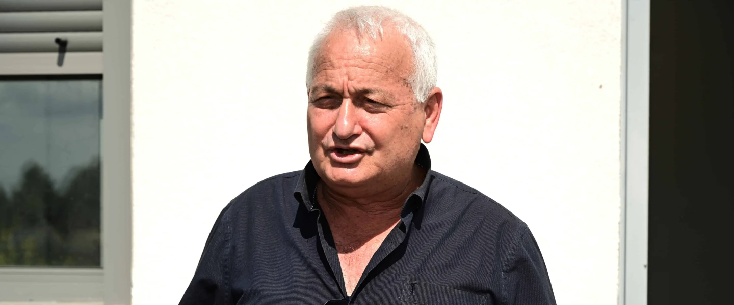 Then-Israeli Minister of Agriculture and Rural Development Alon Schuster during a visit to Kibbutz Metzar in the southern Golan Heights, March 19, 2021. Photo by Michael Giladi/Flash90.
