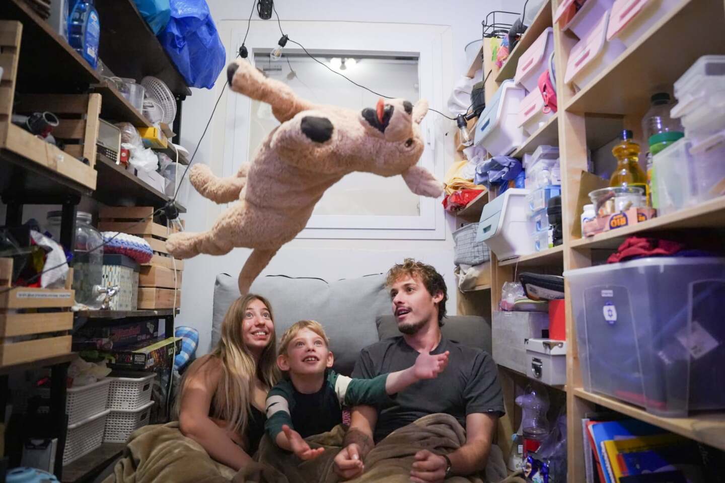 People take cover in a shelter in central Israel as air-raid sirens warn of incoming missile fire from Iran, March 4. 2026. Photo by Chen Leopold/Flash90.