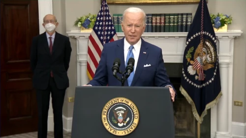 U.S. President Joe Biden announcing the retirement of Supreme Court Justice Stephen Breyer. Source: Screenshot.